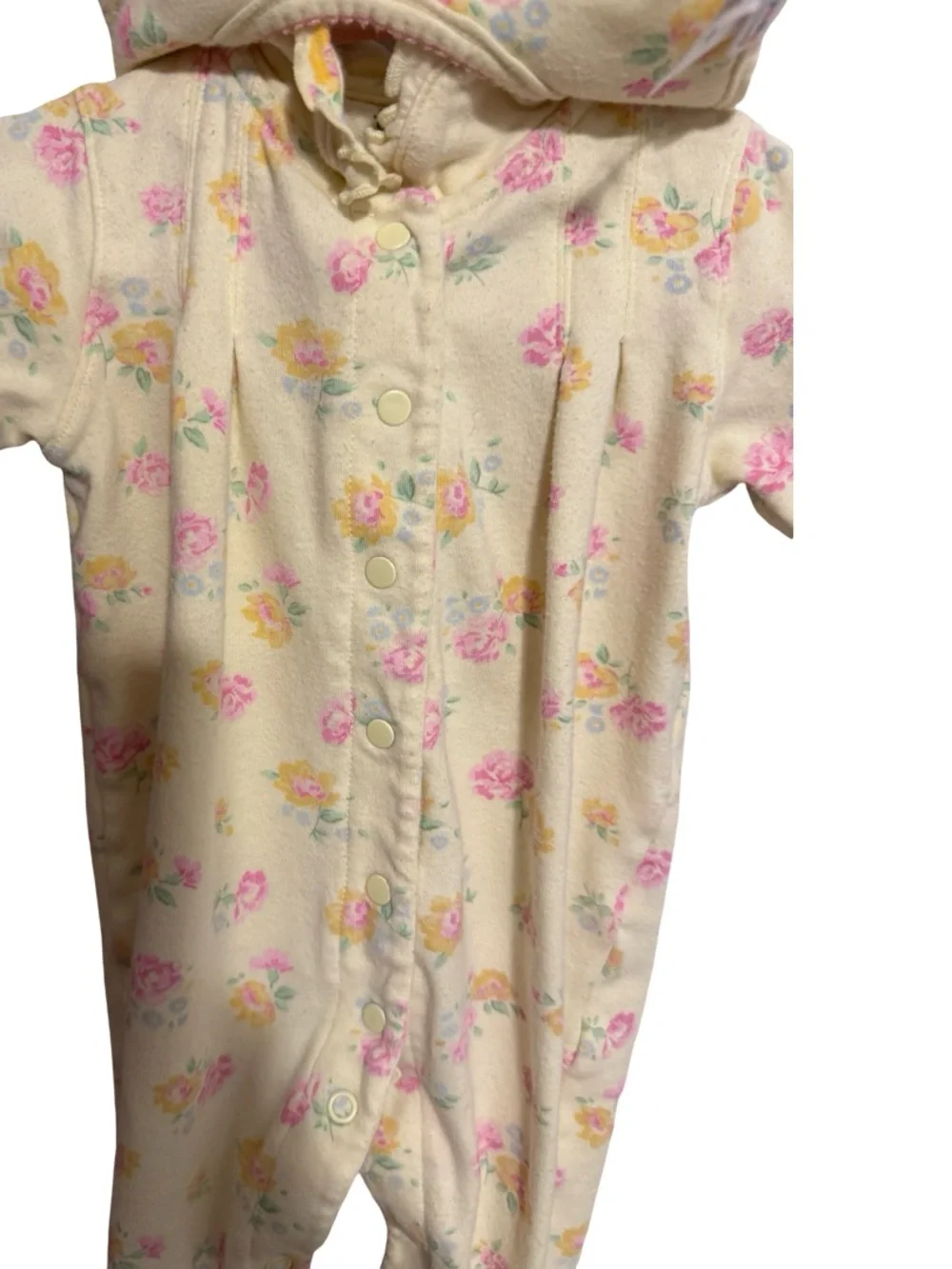 Just One Year Yellow Floral Snap Up Sleeper with Matching Bib Girls 9 M